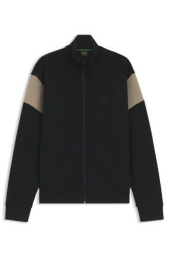 Sweat en coton mélangé à fermeture éclair et empiècements contrastants - Boss - Modalova