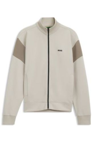 Sweat en coton mélangé à fermeture éclair et empiècements contrastants - Boss - Modalova