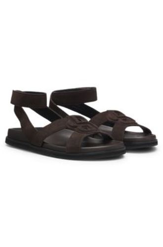Sandales en daim avec monogramme Double B - Boss - Modalova