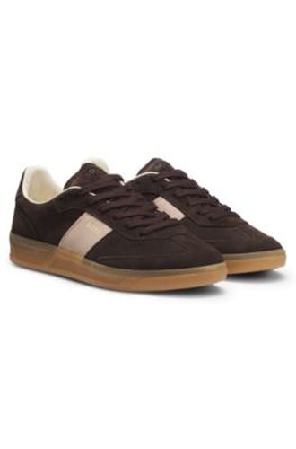 Baskets en cuir suédé avec finitions en cuir lisse - Boss - Modalova