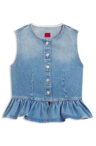 Chemisier sans manches Regular en denim avec ourlet péplum - HUGO - Modalova