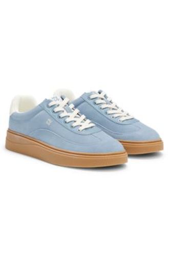 Baskets en cuir suédé avec logos superposés - HUGO - Modalova