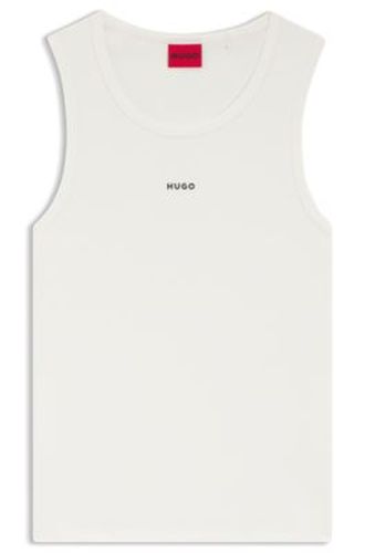 Débardeur Slim Fit en coton stretch avec logo contrastant - HUGO - Modalova
