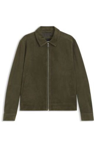 Veste en cuir suédé avec fermeture éclair - Boss - Modalova