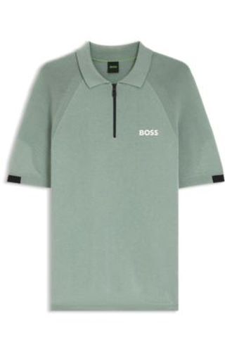 Polo en maille avec encolure zippée et conception zonée - Boss - Modalova