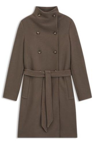 Manteau croisé ceinturé en laine vierge - Boss - Modalova