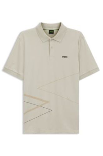 Polo en coton Pima avec imprimé placé - Boss - Modalova