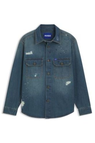 Surchemise Oversize Fit en denim avec éclaboussures de peinture - HUGO - Modalova