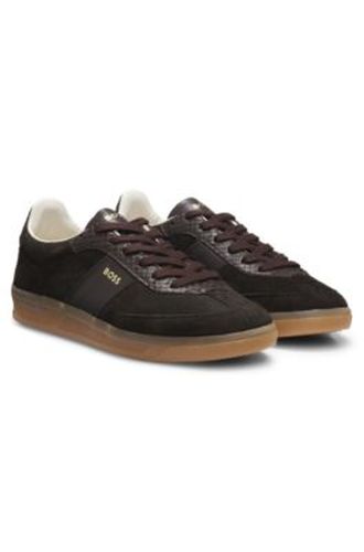 Baskets en cuir et cuir suédé avec détails à imprimé python - Boss - Modalova