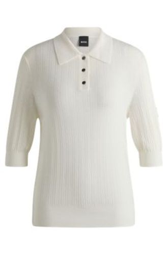Polo d’équitation en maille côtelée à col oversize - Boss - Modalova