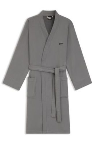Peignoir en coton avec ceinture à rayures emblématiques - Boss - Modalova