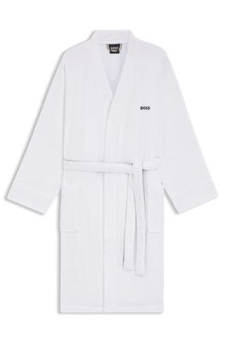 Peignoir en coton avec ceinture à rayures emblématiques - Boss - Modalova