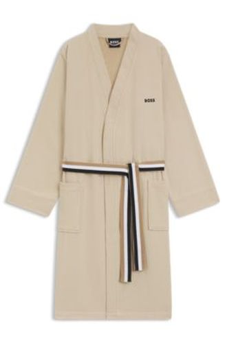 Peignoir en coton avec ceinture à rayures emblématiques - Boss - Modalova