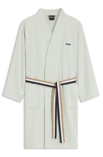 Peignoir en coton avec ceinture à rayures emblématiques - Boss - Modalova