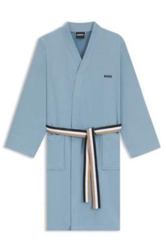 Peignoir en coton avec ceinture à rayures emblématiques - Boss - Modalova
