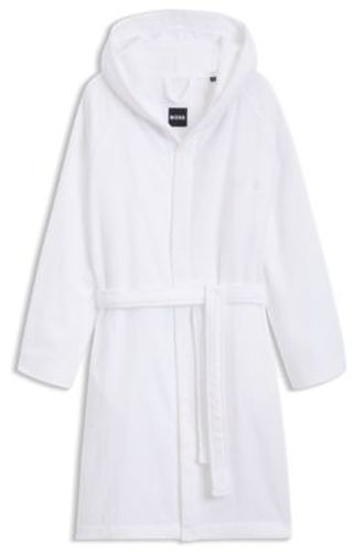 Peignoir en coton à longues fibres avec revers à logo - Boss - Modalova