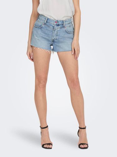 Shorts Straight Fit Taille Haute Ourlé Destroy - ONLY - Modalova