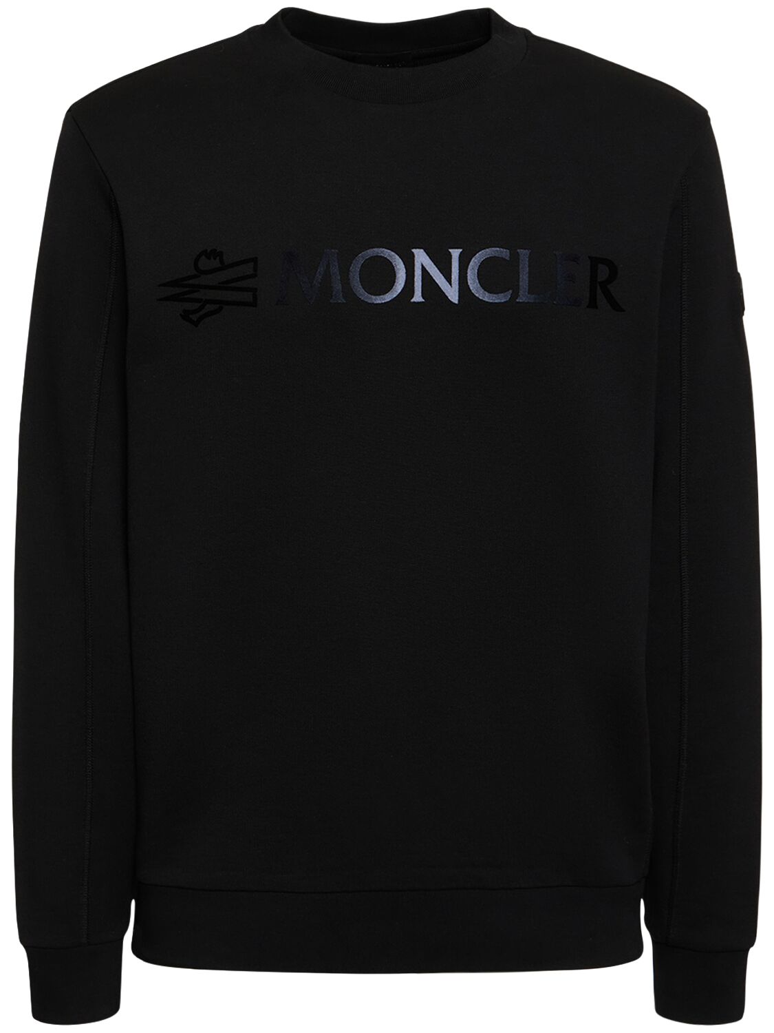 Sweat-shirt En Coton À Logo Col Rond - MONCLER - Modalova