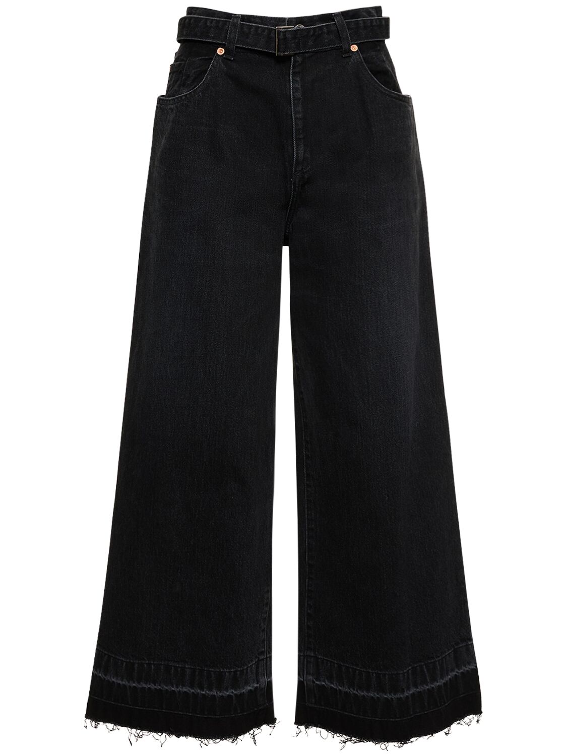 Pantalon Ample En Denim Taille Haute - SACAI - Modalova