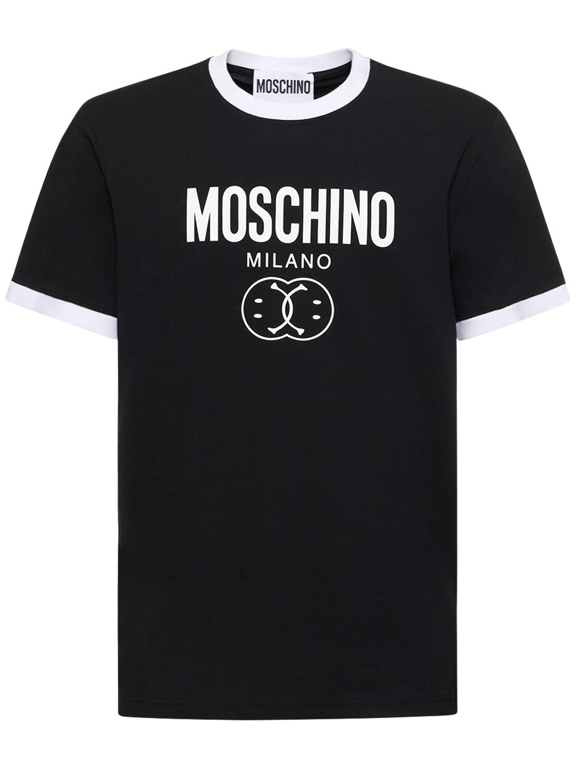 T-shirt En Jersey De Coton Stretch Imprimé Logo - MOSCHINO - Modalova