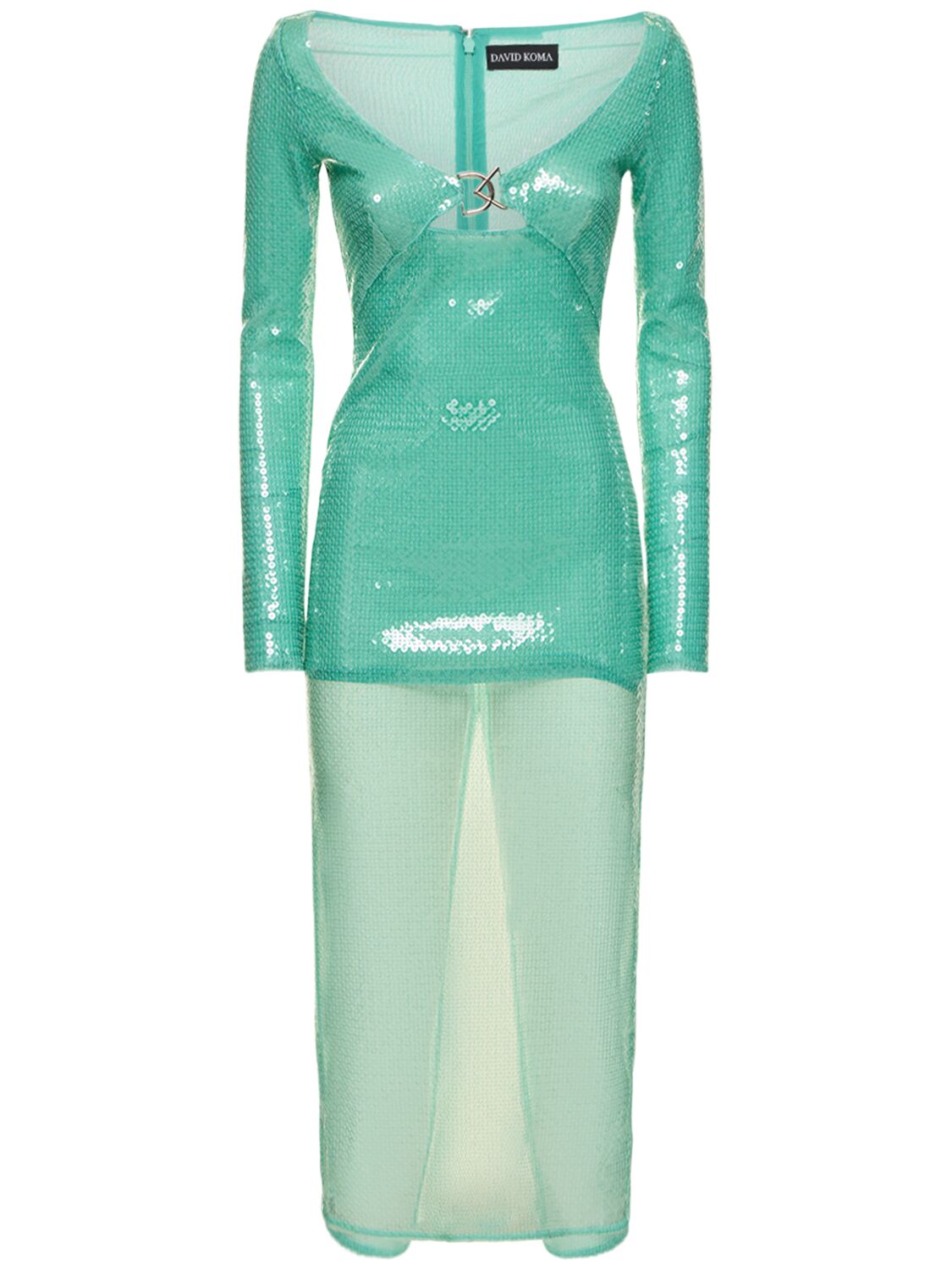Robe Midi En Sequins Avec Boucle Logo - DAVID KOMA - Modalova