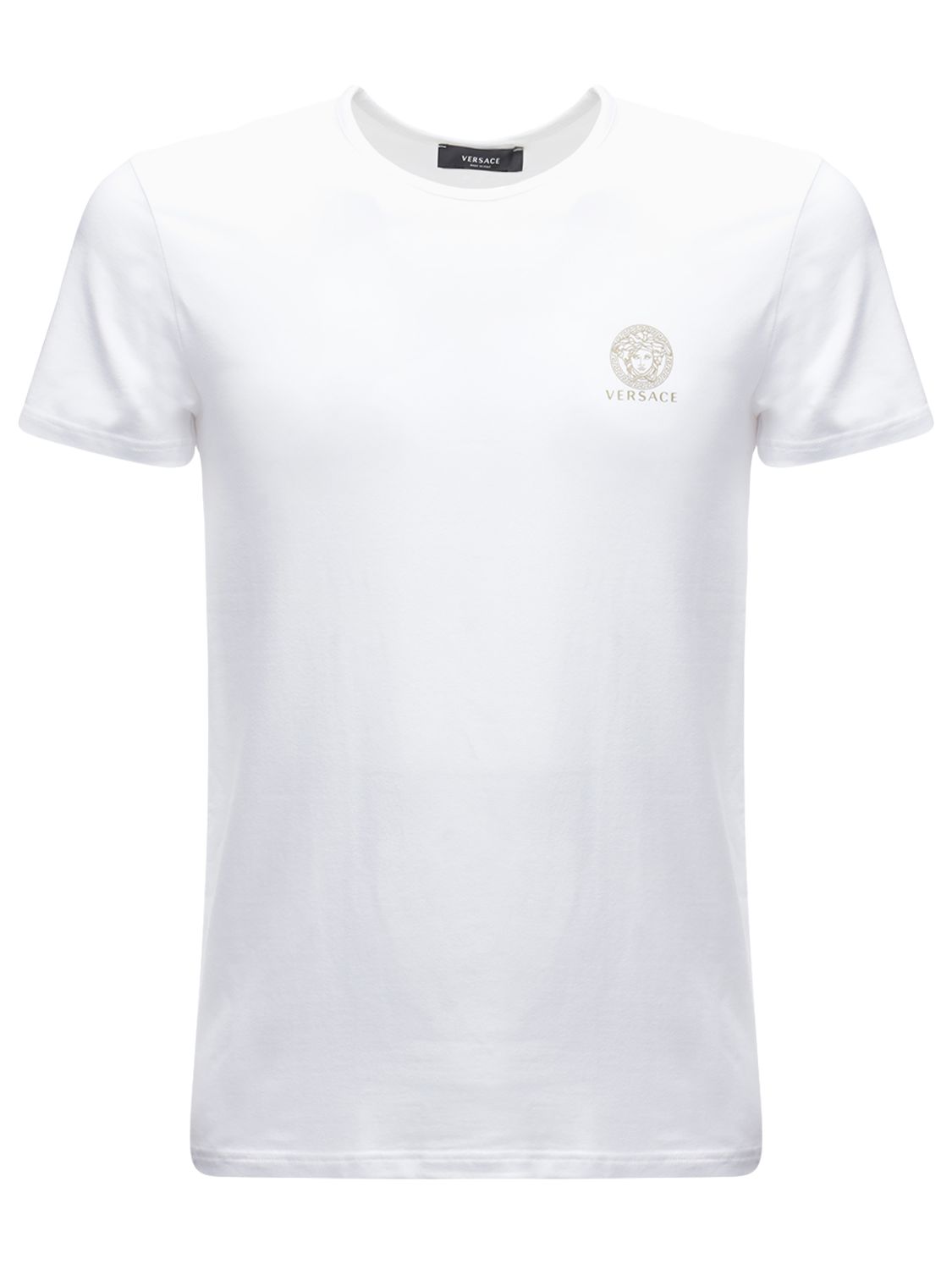 T-shirt En Coton Stretch Imprimé Logo - VERSACE UNDERWEAR - Modalova
