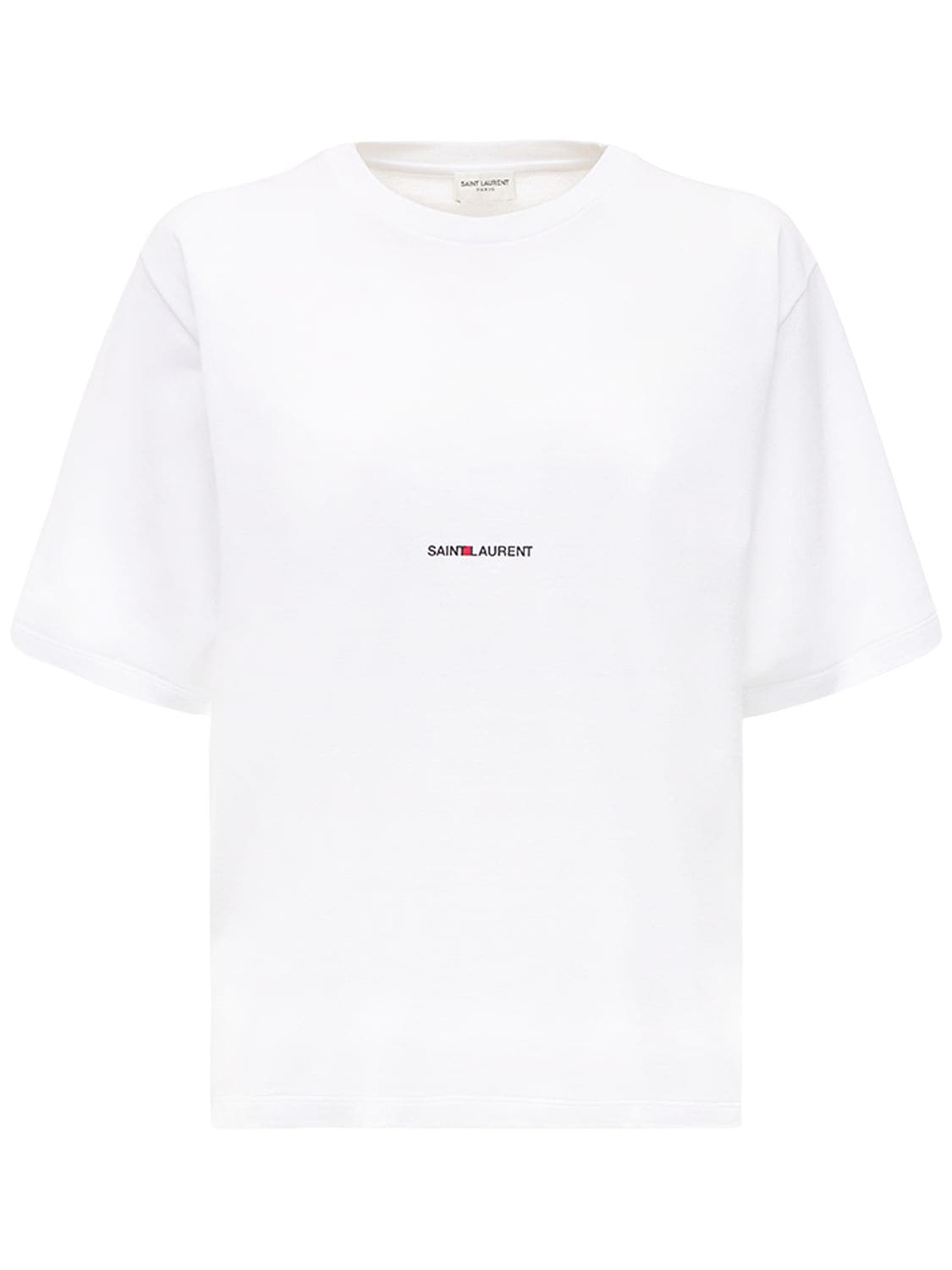 T-shirt En Jersey De Coton Imprimé Logo - SAINT LAURENT - Modalova