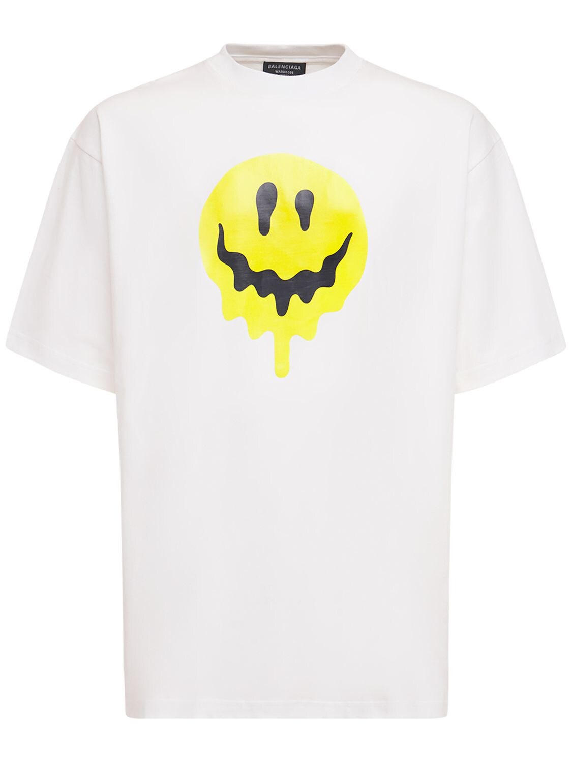 T-shirt En Coton Imprimé Smiley - BALENCIAGA - Modalova