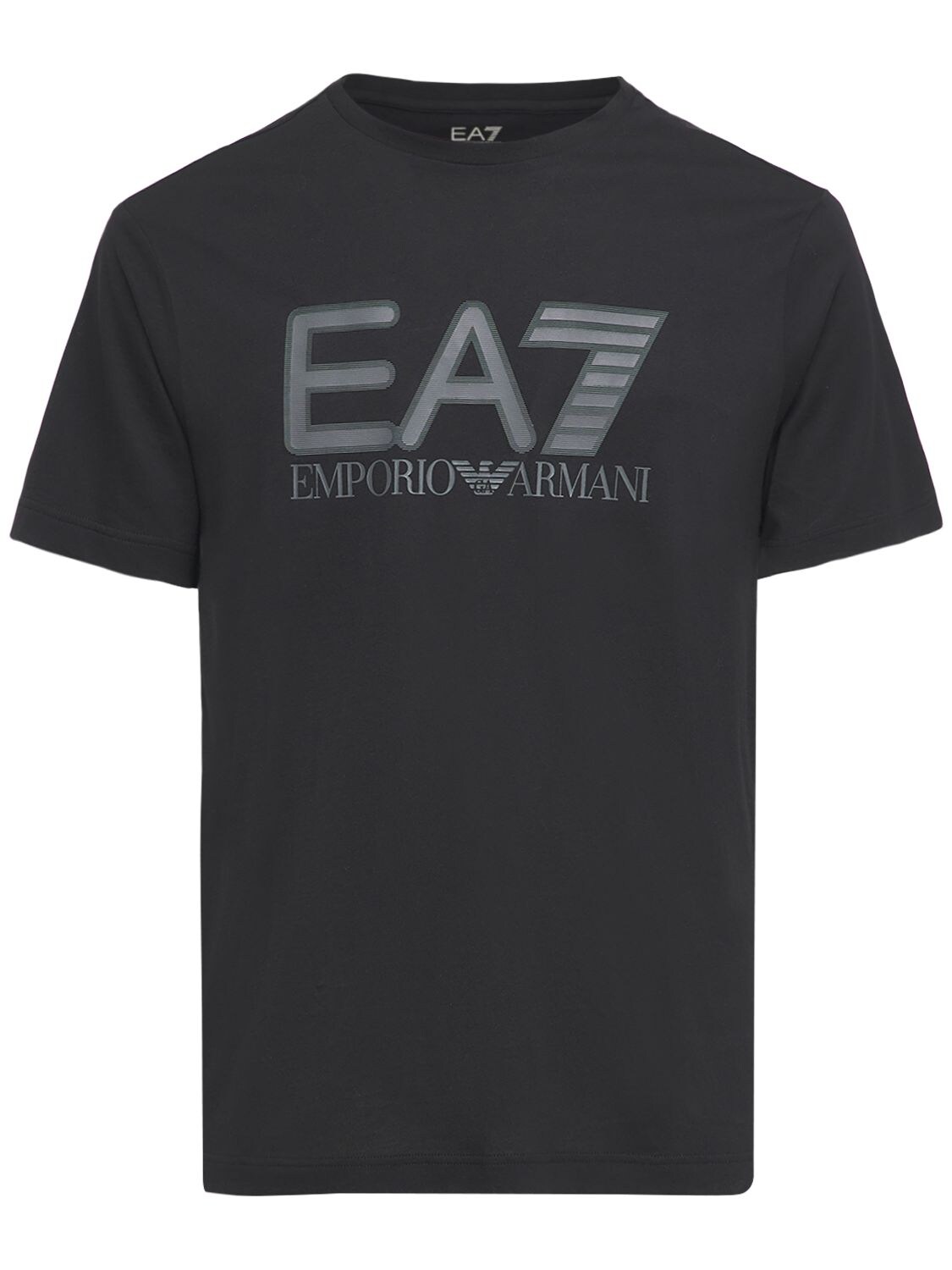 T-shirt En Jersey De Coton Imprimé Logo - EA7 EMPORIO ARMANI - Modalova