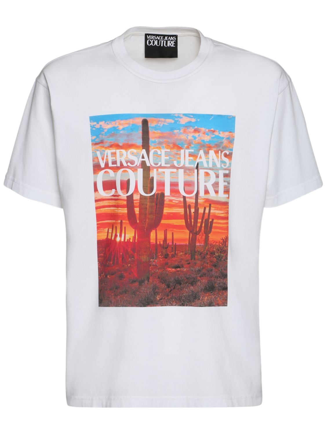 T-shirt En Coton Imprimé Logo - VERSACE JEANS COUTURE - Modalova