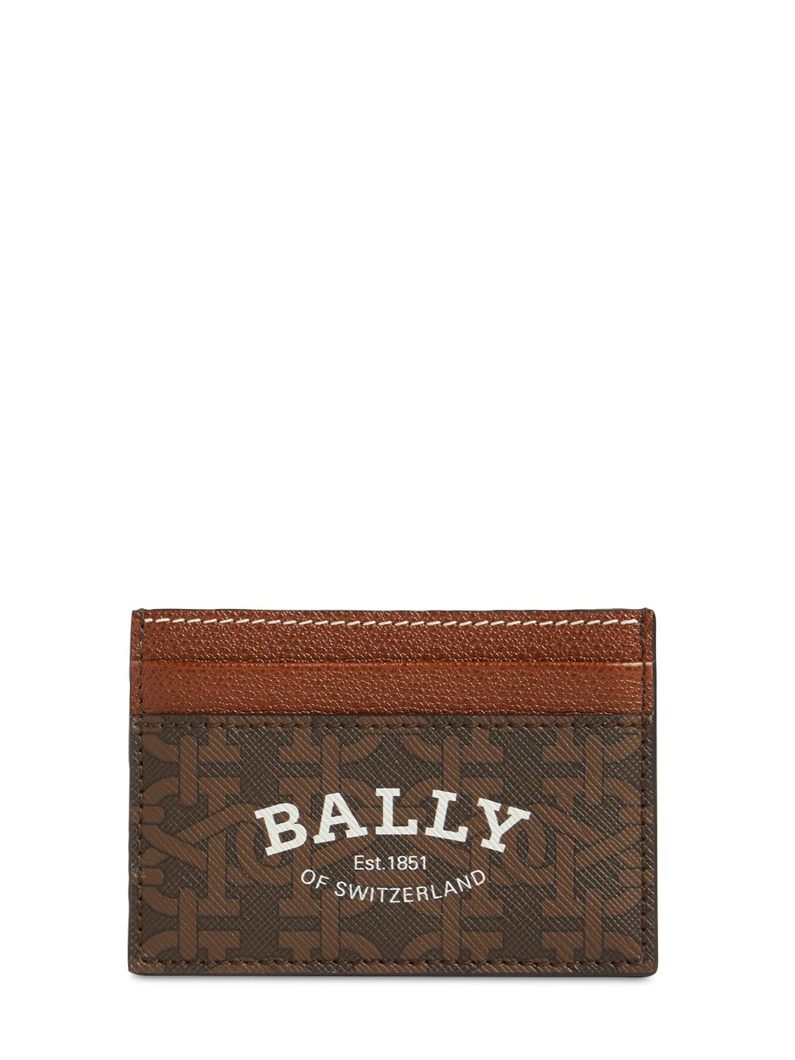 Porte-cartes Zippée En Cuir Et Toile À Logo - BALLY - Modalova