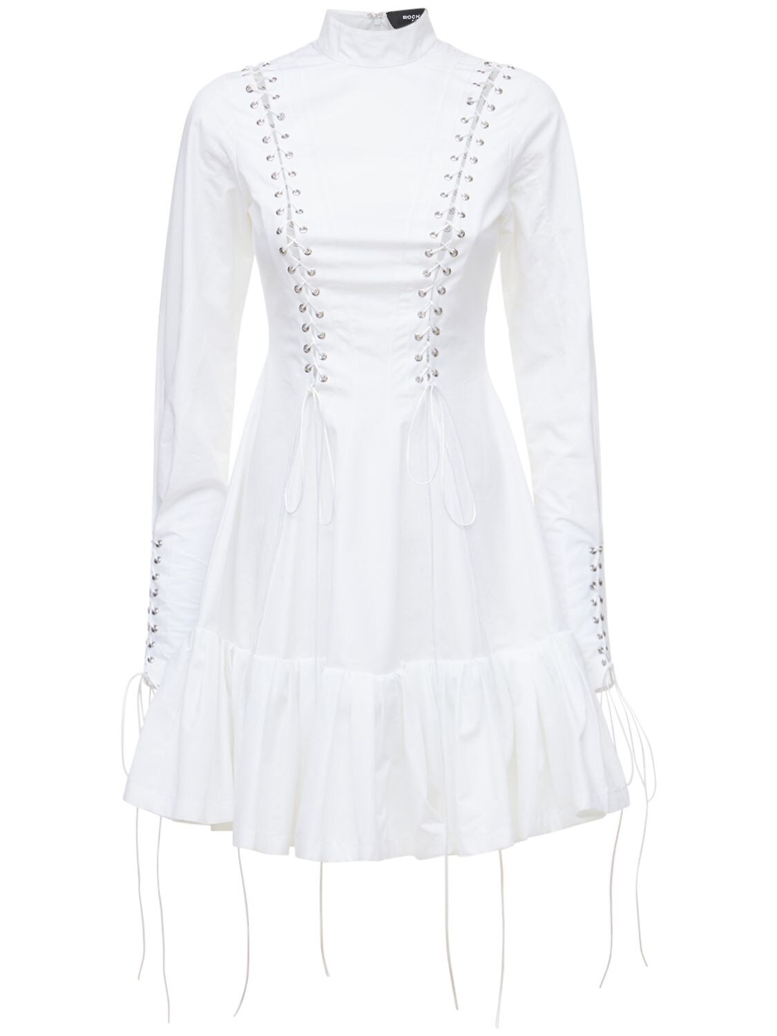 Mini-robe En Popeline De Coton Avec Lacets - ROCHAS - Modalova