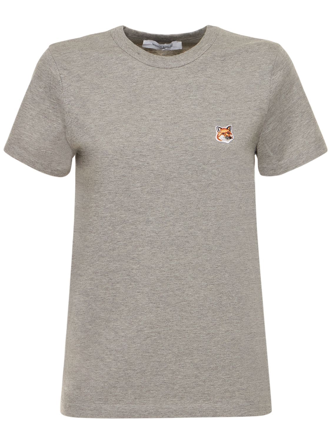 T-shirt En Coton Avec Patch Tête De Renard - MAISON KITSUNÉ - Modalova