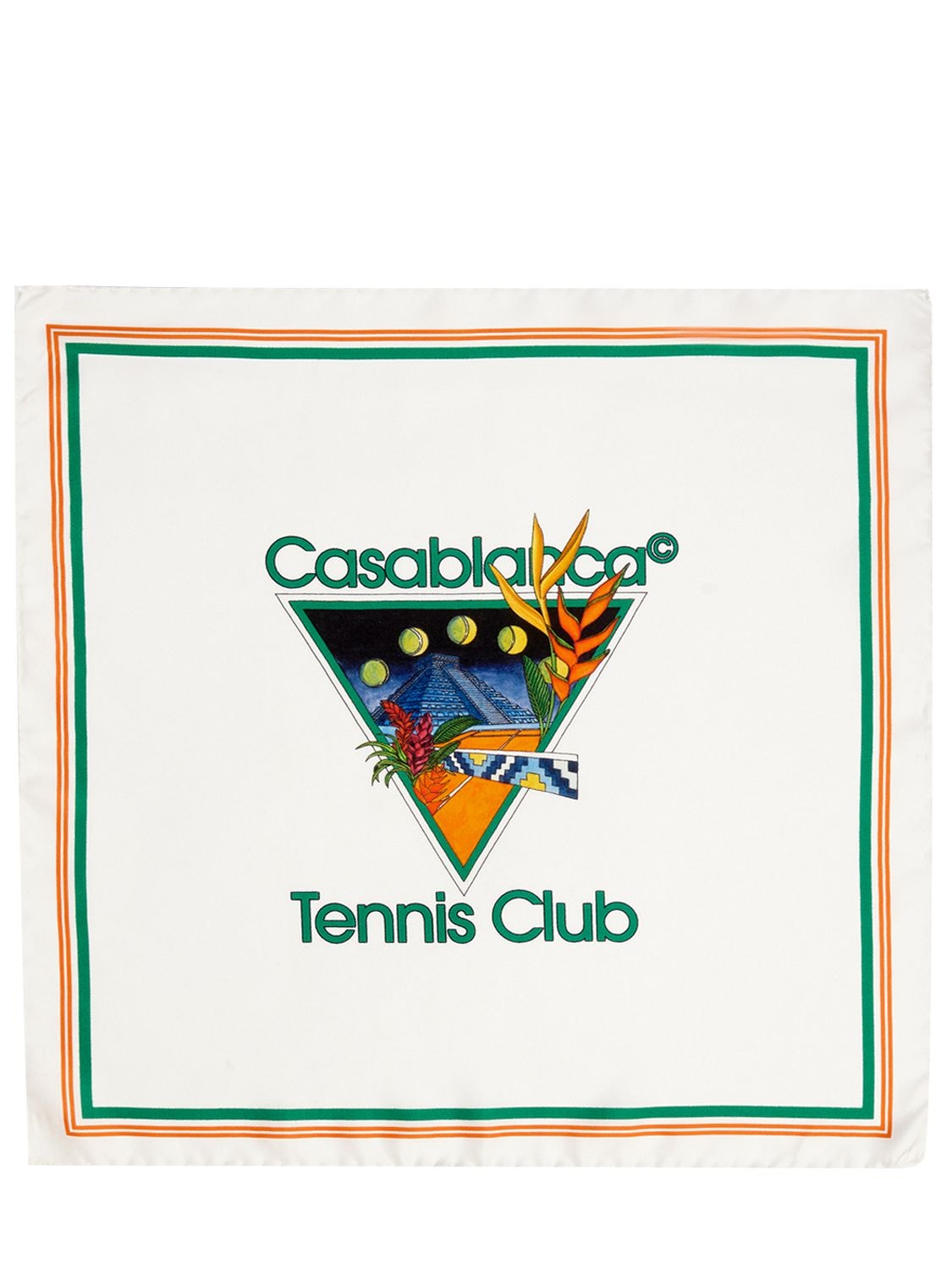 Foulard Moyen En Sergé De Soie Tennis Club - CASABLANCA - Modalova