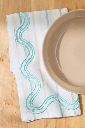 Serviettes de table brodées à rayures Madeline, ensemble de 2 en Mint taille: S chez - Anthropologie - Modalova