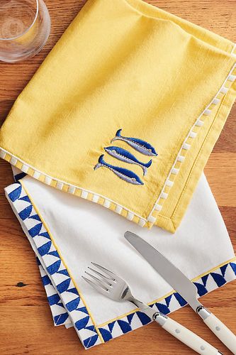 Les serviettes de table Bistro Tile, ensemble de 2: édition Italia en Yellow taille: S chez - Anthropologie - Modalova