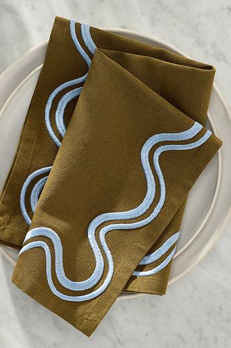 Serviettes brodées Madeline, ensemble de 2 en taille: S chez - Anthropologie - Modalova