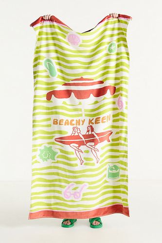 Serviette de plage en coton imprimé Summer Surf en Green chez - Anthropologie - Modalova