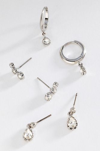 Boucles d'oreilles à clous en cristal et créoles, ensemble de 3 par en Silver - By Anthropologie - Modalova