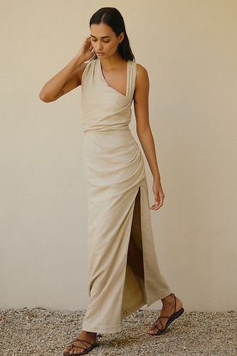 Robe Longue Asymétrique en Lin en Beige taille: XS - By Anthropologie - Modalova