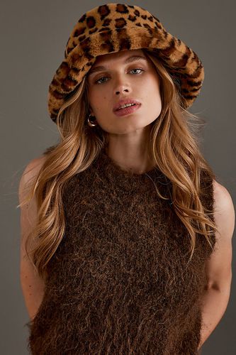 Chapeau seau léopard en fausse fourrure - By Anthropologie - Modalova