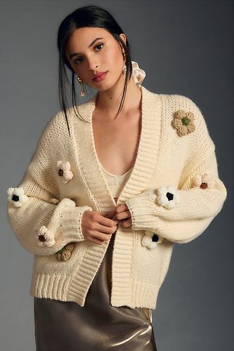 Cardigan en maille à fleurs 3D épaisses par Anthropologie par en - By Anthropologie - Modalova