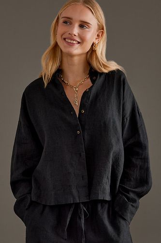 Chemise en lin à manches longues en Black taille: Uk 12 chez Anthropologie - Selected Femme - Modalova