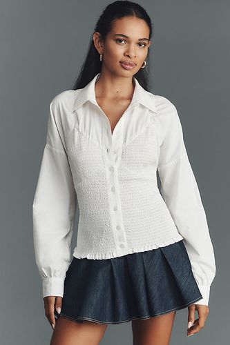 Chemise boutonnée à corsage froncé en taille: XL chez Anthropologie - Maeve - Modalova