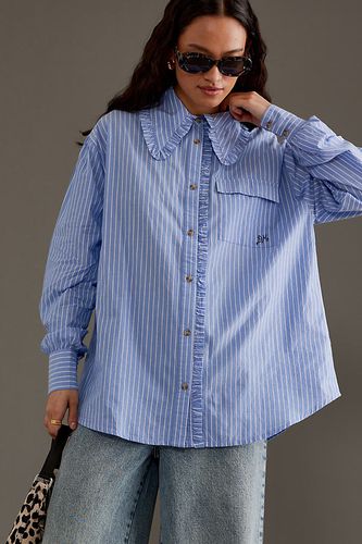Chemise à volants et à manches longues Kendall en Blue, taille: Uk 12 chez Anthropologie - Damson Madder - Modalova