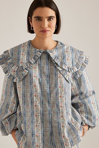 Blouse Lois à Double-Col en Blue taille: Uk 8 chez Anthropologie - Damson Madder - Modalova