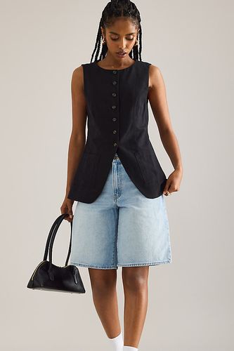 Linen-Blend Longline Waistcoat en Black taille: Uk 6 - By Anthropologie - Modalova