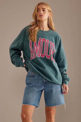 Sweat-shirt surdimensionné ras du cou Amour en Green taille: XS chez Anthropologie - Maeve - Modalova