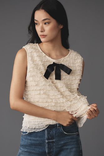 Bow Tiered Ruffle Tank Top en White taille: S chez Anthropologie - Blue Tassel - Modalova