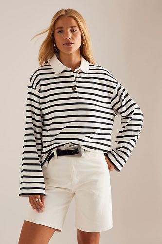 Wada Stripe Polo Top en Black taille: L chez Anthropologie - Selected Femme - Modalova